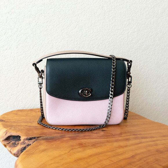 COACH 89088 CASSIE COLORBLOCK CONVERTIBLE BAG PINK/GREEN/TAN/BLUE